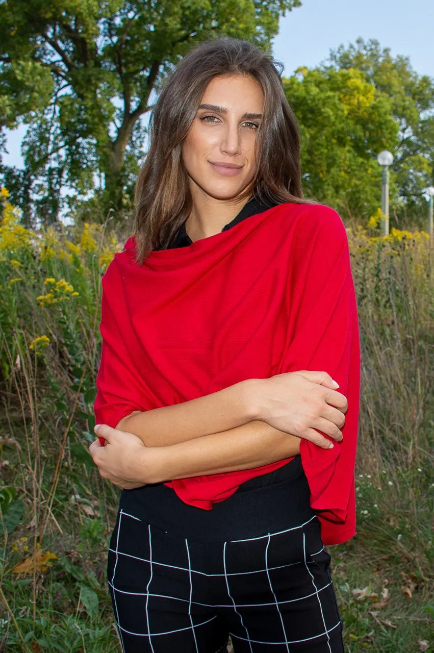 Red Cotton Cashmere Poncho