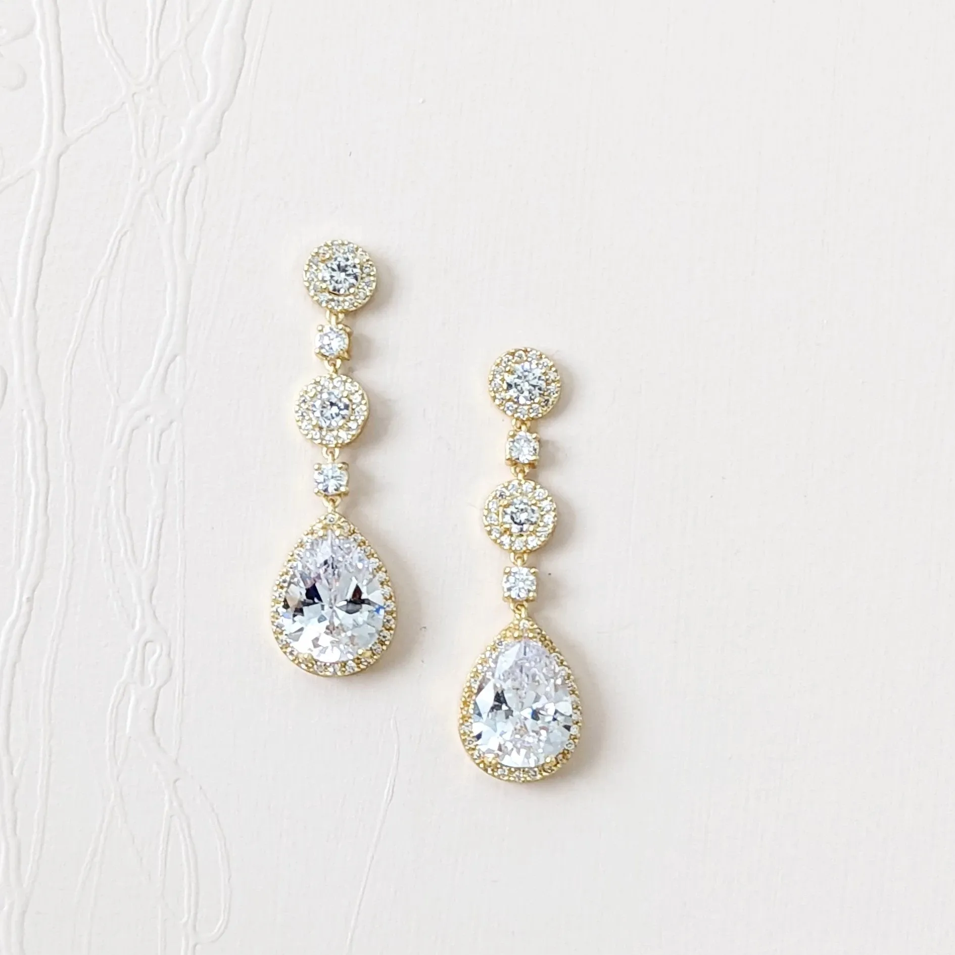 Rose Gold CZ Earrings Long  Karen