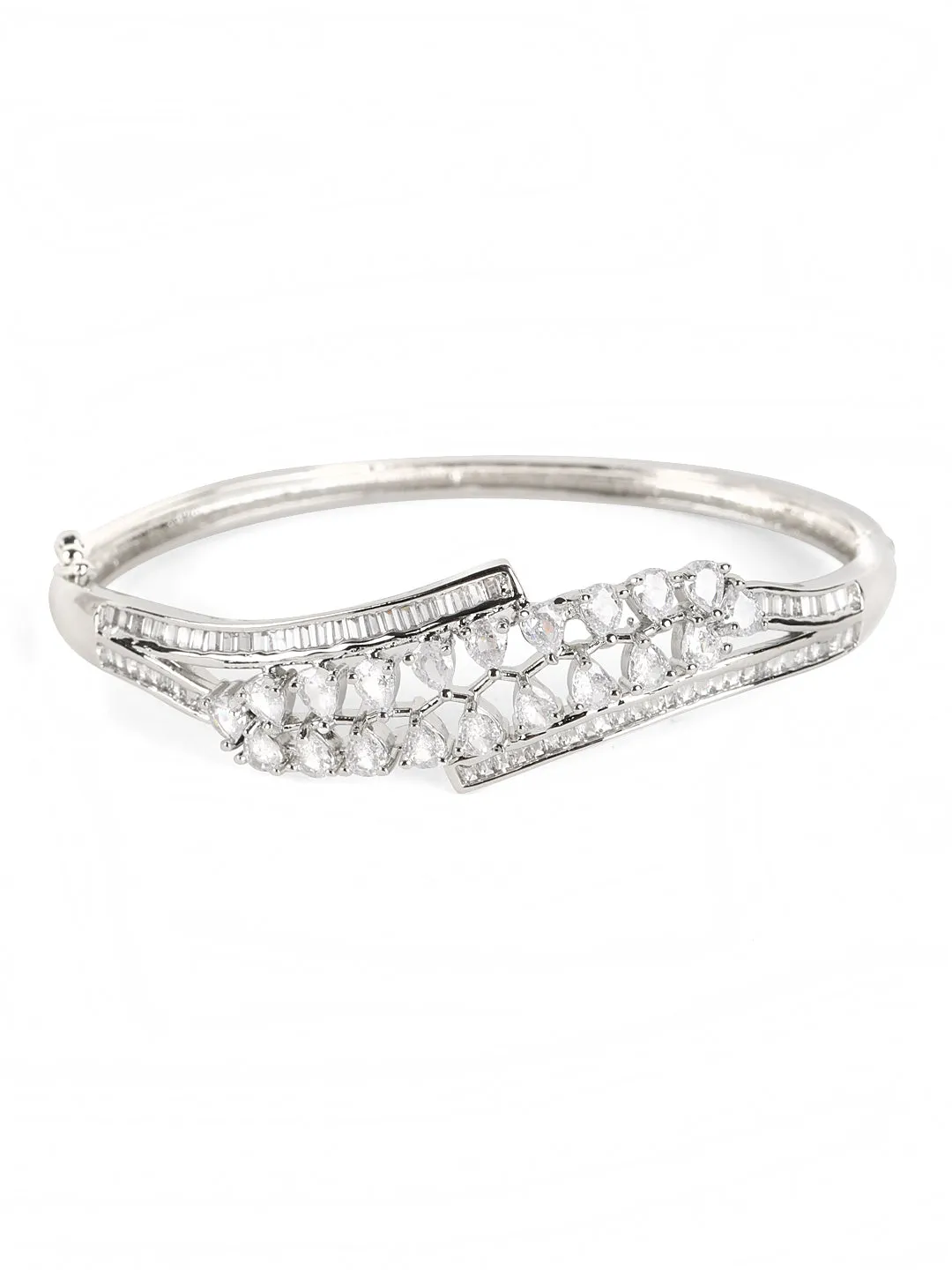 Silver-Plated American Diamond Studded Style Bracelet