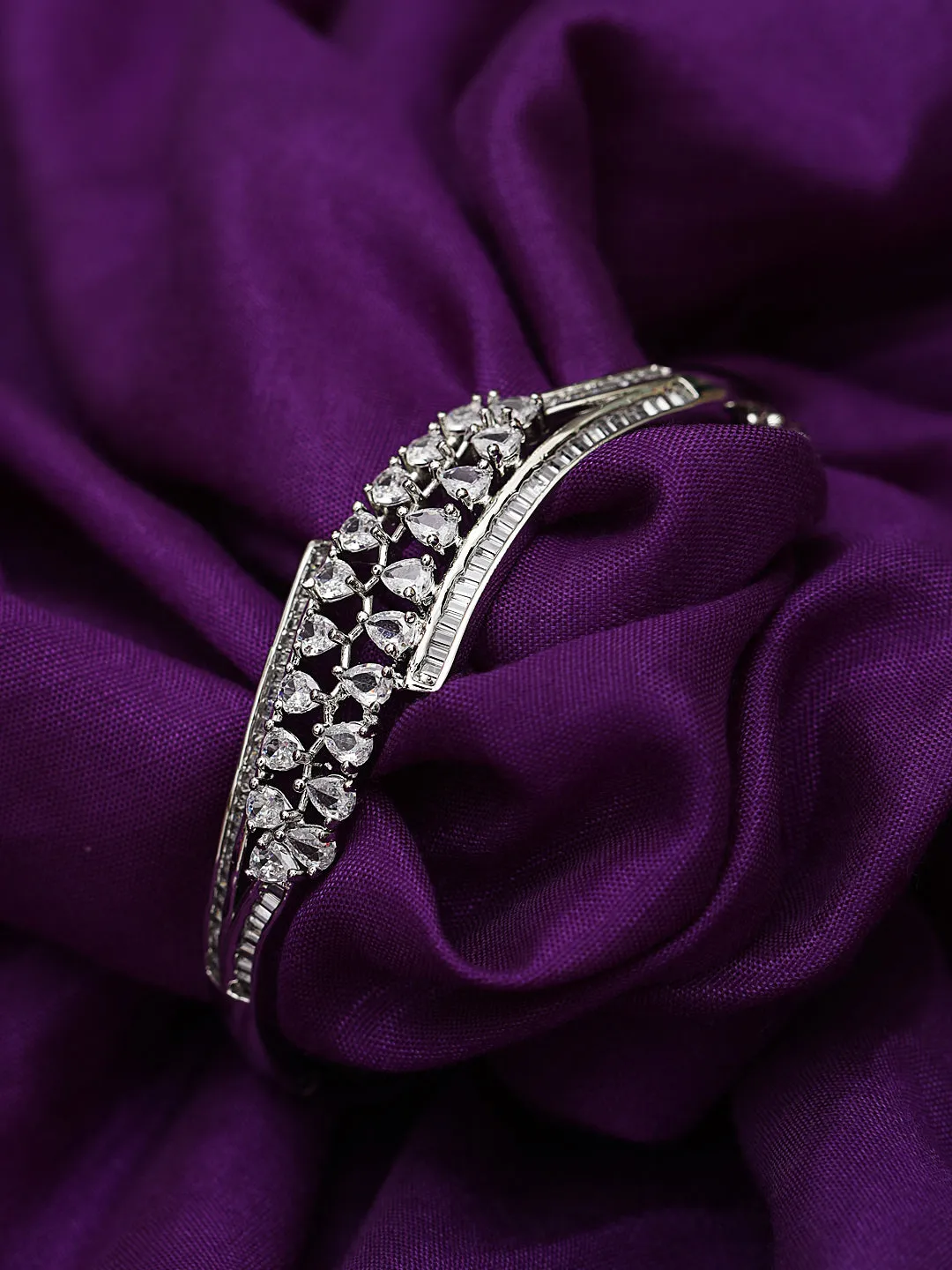 Silver-Plated American Diamond Studded Style Bracelet