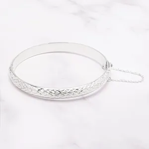 Sterling Silver Crystal-Cut Bangle Bracelet