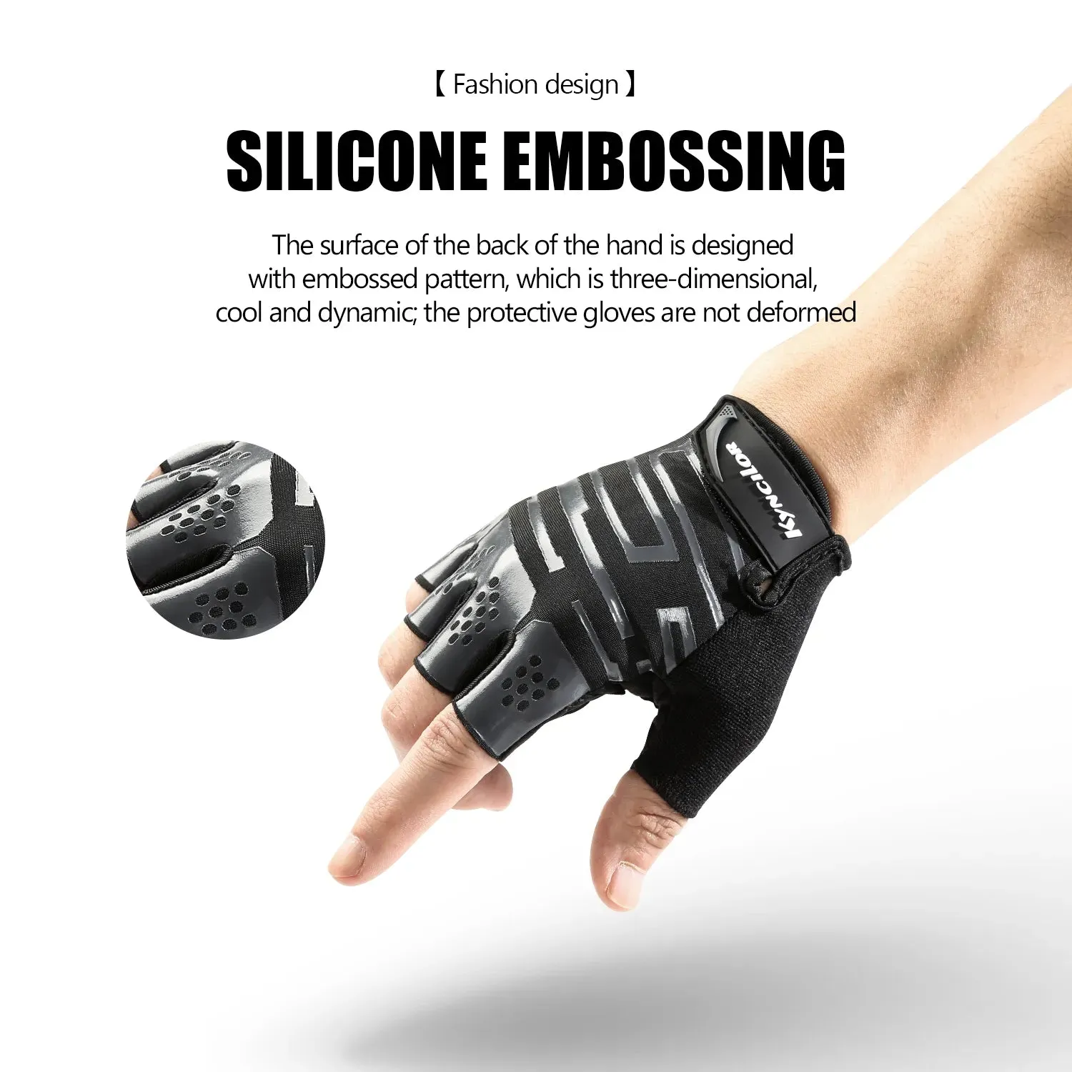 Summer Sport Cycling Gloves Black Fingerless Thicken Shock Pads SBR Anti-slip Anti-sweat Fitness Motorbike Gloves Men