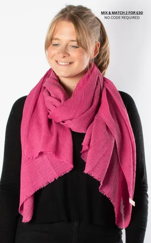 Textured Plain Scarf | Hot Pink