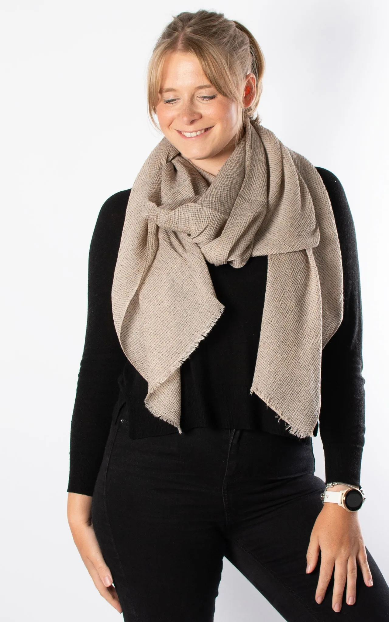 Textured Plain Scarf | Taupe