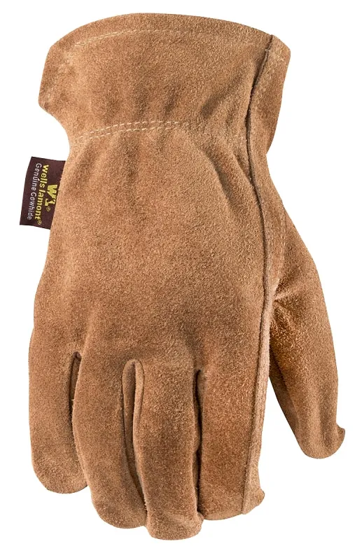 Wells Lamont 1012L Work Gloves, Men's, L, Keystone Thumb, Cowhide Leather, Brown/Tan :PR: QUANTITY: 1