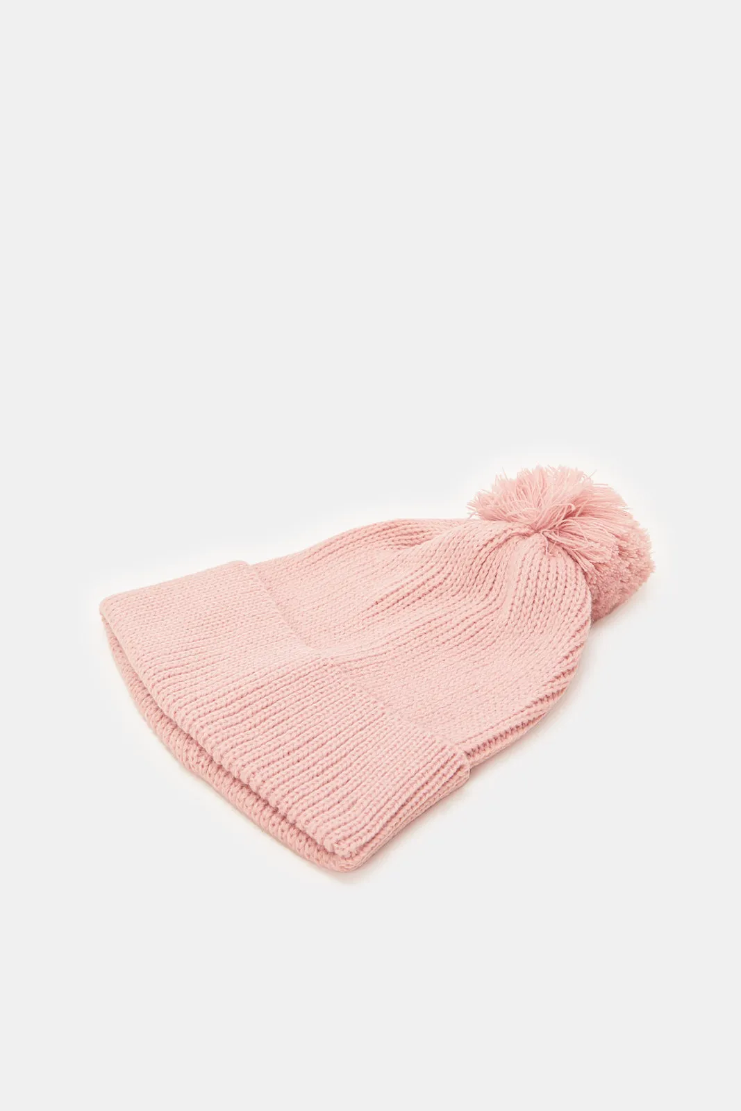 Women Pink Check Knitted Scarf Set (2 Piece)