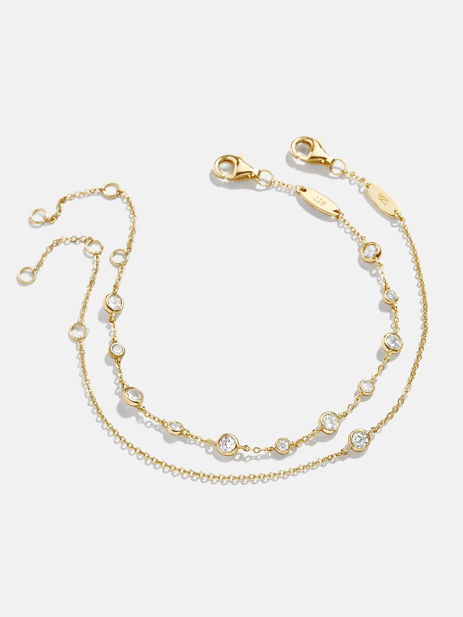 Yolanda 18K Gold Bracelet Set - Gold/Pavé