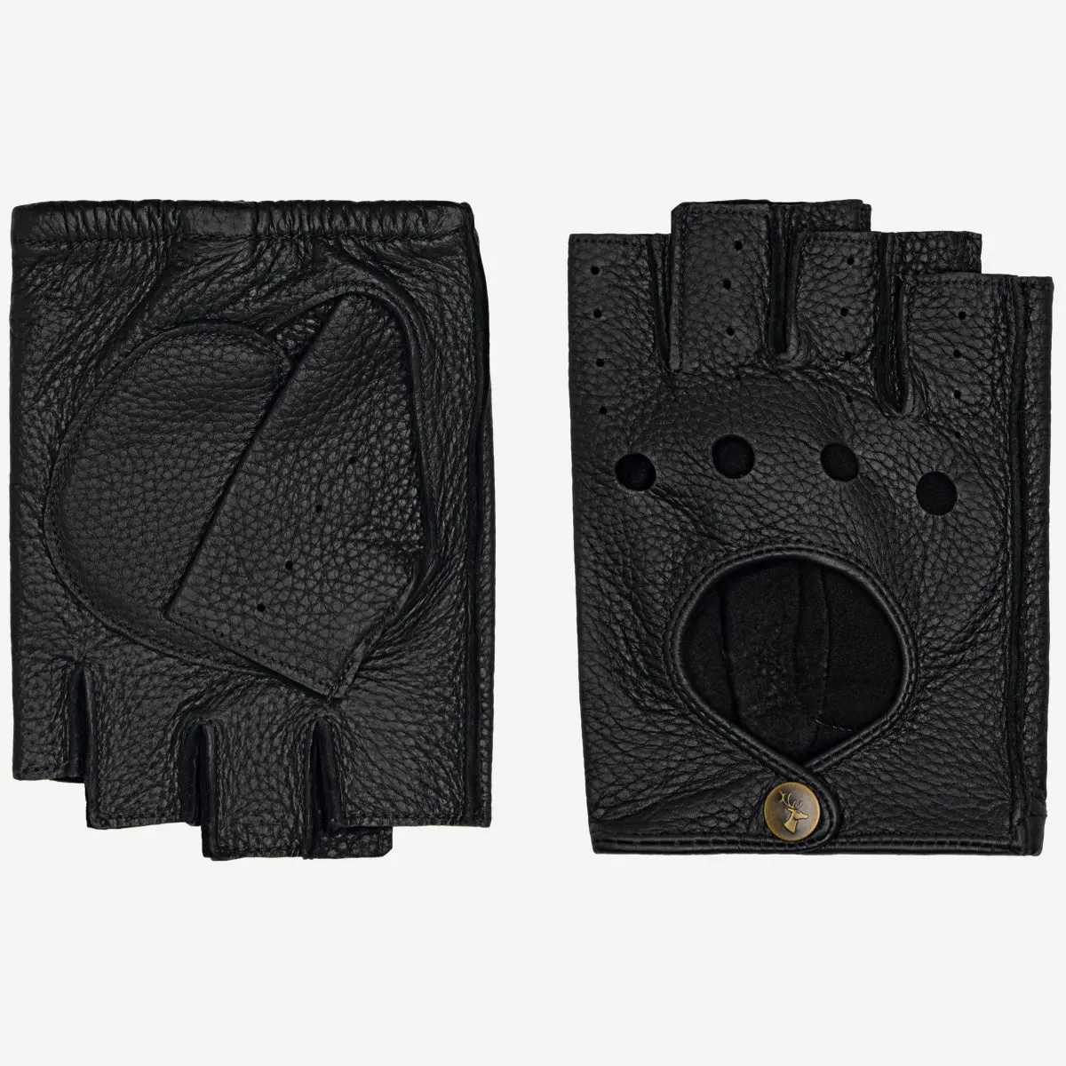 Zane (black) – luxurious fingerless driving gloves made of American deerskin leather