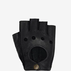 Zane (black) – luxurious fingerless driving gloves made of American deerskin leather